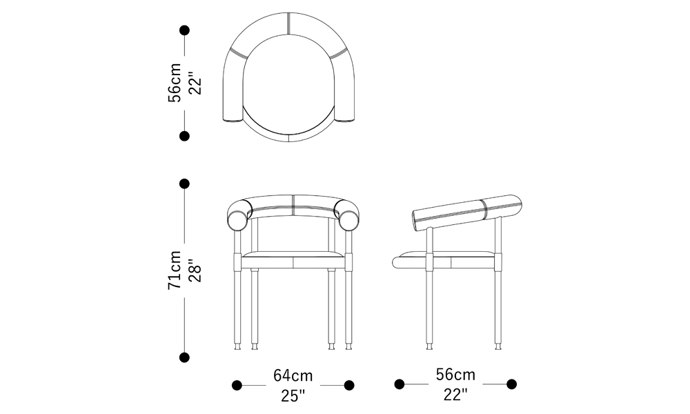 Imagem das dimensões principais do produto